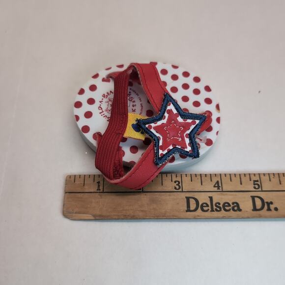 Build A Bear Accessory Flip Flop Sandals Red White Blue Star Polka Dots - Picture 3 of 3